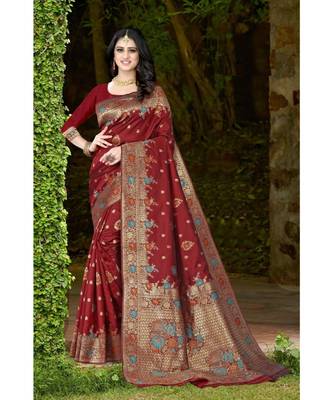 banrasi silk  Saree With Blouse piece 1