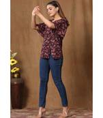 Womens Cotton Floral Print Straight Top