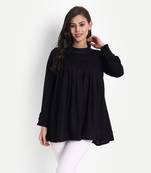 Women's Casual Rayon Solid / Plain Top ( Black )