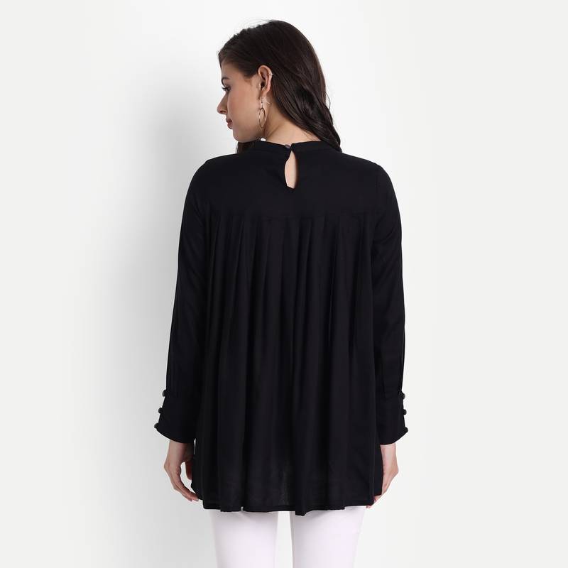 Women's Casual Rayon Solid / Plain Top ( Black )