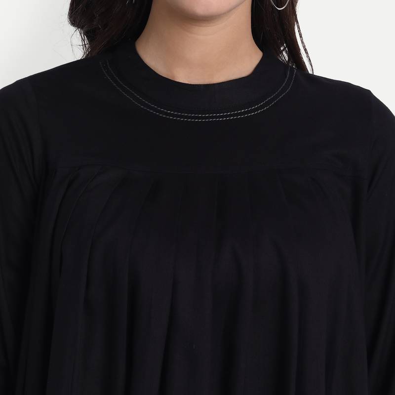 Women's Casual Rayon Solid / Plain Top ( Black )
