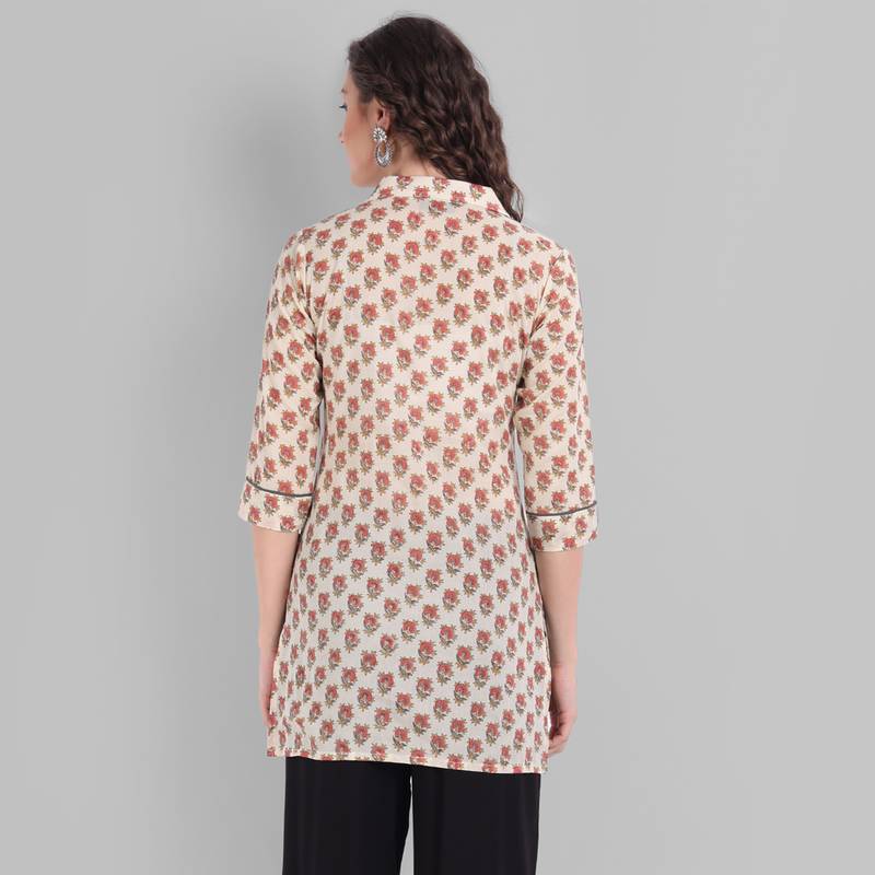 Cotton Casual Floral Printed Top For Girls and Women ( Hip Length )