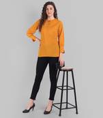 Cotton Casual Mustard Solid Top For Girls and Women