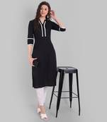 Cotton Casual Black Solid Kurta for Girls and Women in 46 Inch Length