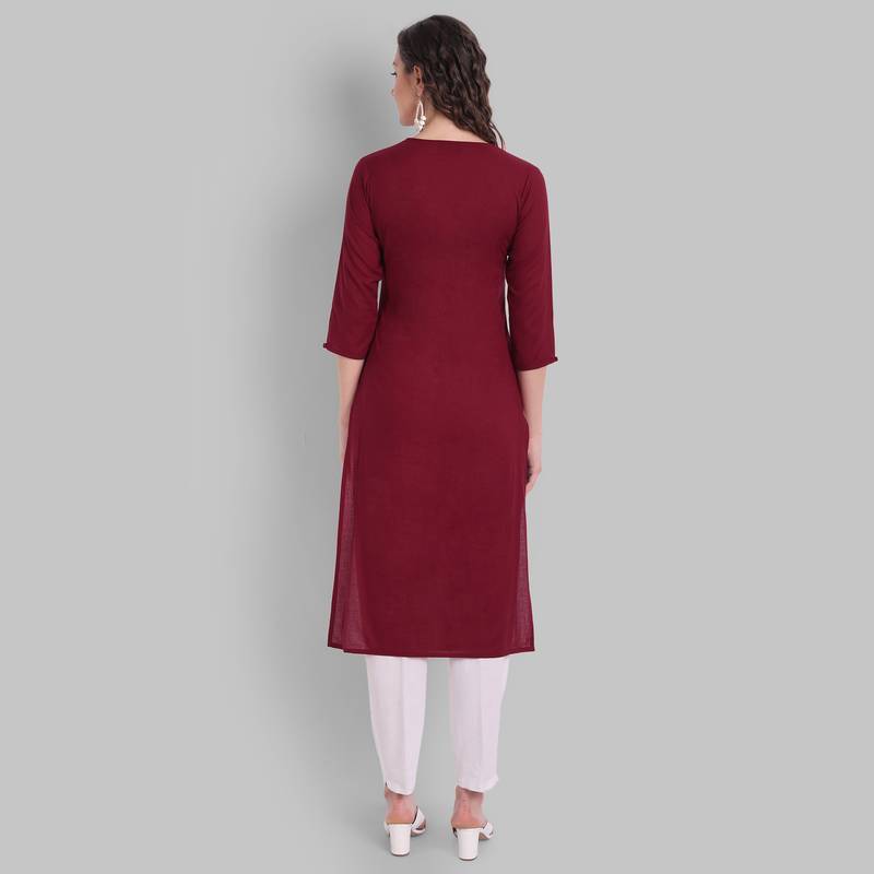 Cotton Casual Black Solid Kurta for Girls and Women in 46 Inch Length