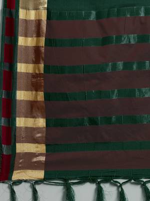 SAREE MALL Women's Aura Silk Green Woven Design Designer Saree With Blouse Piece 4