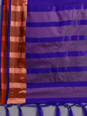 SAREE MALL Women's Aura Silk Blue Woven Design Designer Saree With Blouse Piece 4