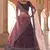 Wine dori and thread embroidered with zarkan crepe semi stitched designer lehenga