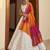 White Thread with Sequance Embroidered with mirror work Art Silk semi stitched lehenga