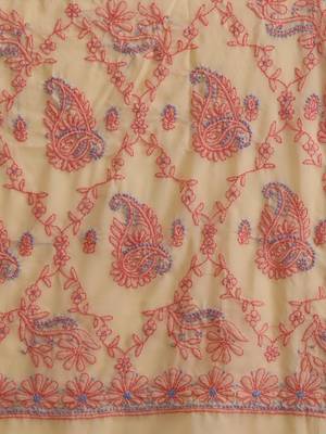 Ada Hand Embroidered Fawn Faux Georgette Lucknow Chikankari Women Saree With Blouse - A159296 5