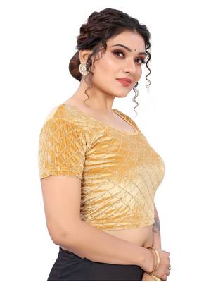 Beige Velvet Lycra Sequence Work  Blouse 2