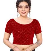Red Velvet Lycra Sequence Work  Blouse
