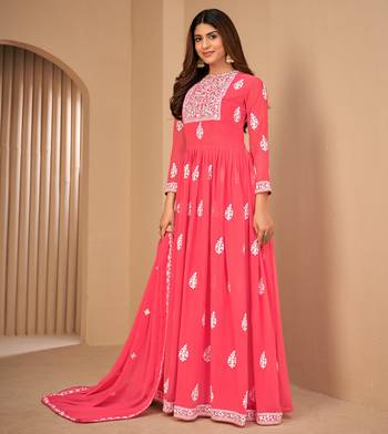 Pink embroidered faux georgette salwar 4