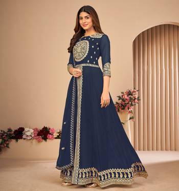 Blue embroidered faux georgette salwar 4