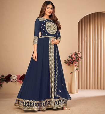 Blue embroidered faux georgette salwar 5