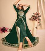 Green embroidered faux georgette salwar