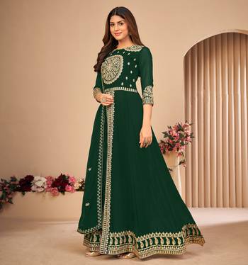 Green embroidered faux georgette salwar 4