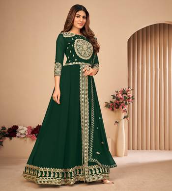 Green embroidered faux georgette salwar 5