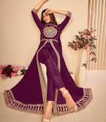 Purple embroidered faux georgette salwar