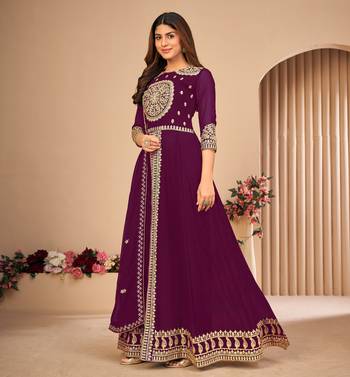 Purple embroidered faux georgette salwar 4