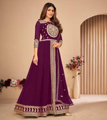 Purple embroidered faux georgette salwar 5