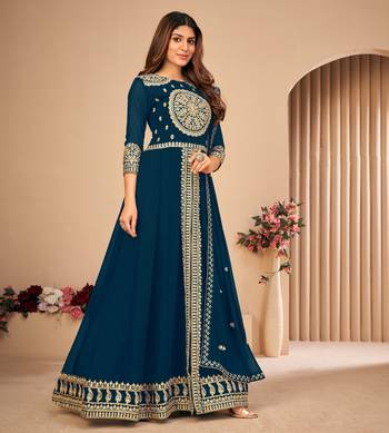Turquoise embroidered faux georgette salwar 5