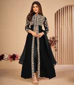 Black embroidered faux georgette salwar