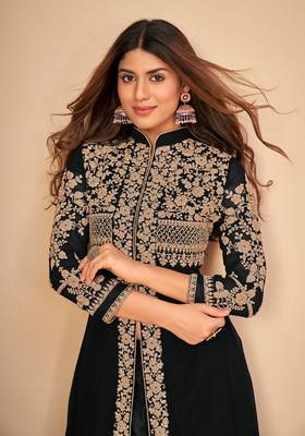Black embroidered faux georgette salwar 2