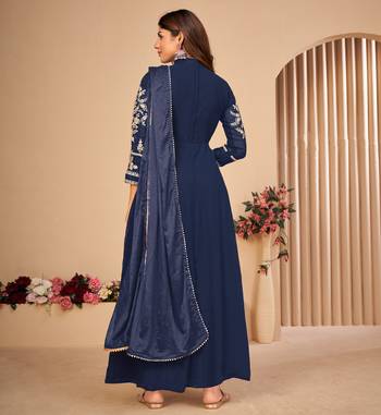 Blue embroidered faux georgette salwar 3
