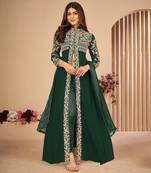 Green embroidered faux georgette salwar