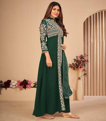 Green embroidered faux georgette salwar 4