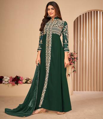 Green embroidered faux georgette salwar 5