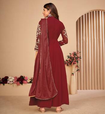 Maroon embroidered faux georgette salwar 3