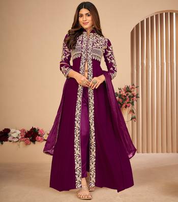Purple embroidered faux georgette salwar 1