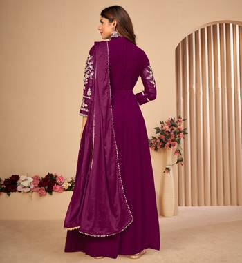 Purple embroidered faux georgette salwar 3