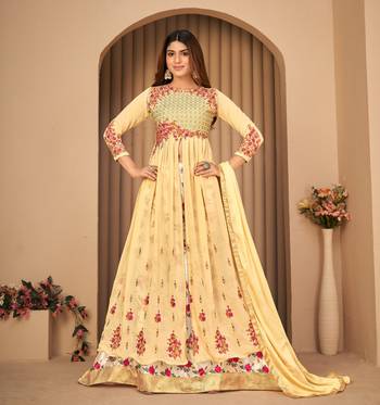 Beige embroidered faux georgette salwar 1