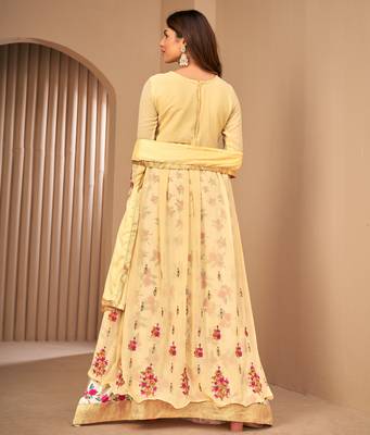 Beige embroidered faux georgette salwar 3