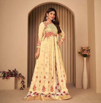 Beige embroidered faux georgette salwar 5