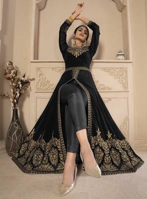 Black embroidered faux georgette salwar 2