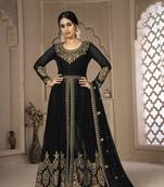 Black embroidered faux georgette salwar