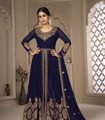 Blue embroidered faux georgette salwar