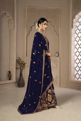 Blue embroidered faux georgette salwar 5