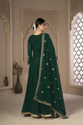 Green embroidered faux georgette salwar 3