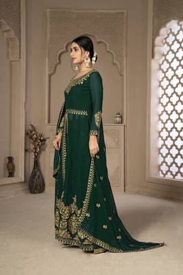 Green embroidered faux georgette salwar 5