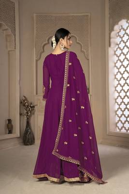 Purple embroidered faux georgette salwar 3