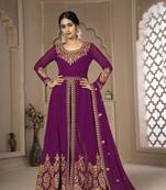 Purple embroidered faux georgette salwar