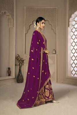 Purple embroidered faux georgette salwar 4