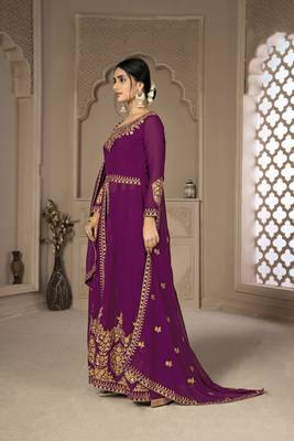 Purple embroidered faux georgette salwar 5