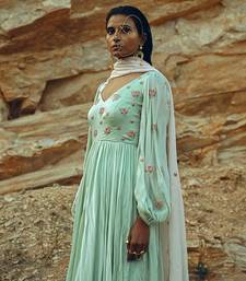 Mint Blue Balloon Sleeves Anarkali