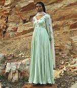 Mint Blue Balloon Sleeves Anarkali